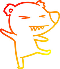 warm gradient line drawing of a dancing polar bear cartoon
