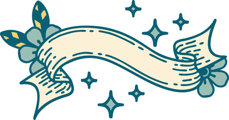 traditional tattoo with banner of a stars