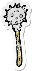 retro distressed sticker of a cartoon medieval mace