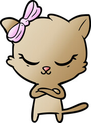 cute cartoon cat with bow