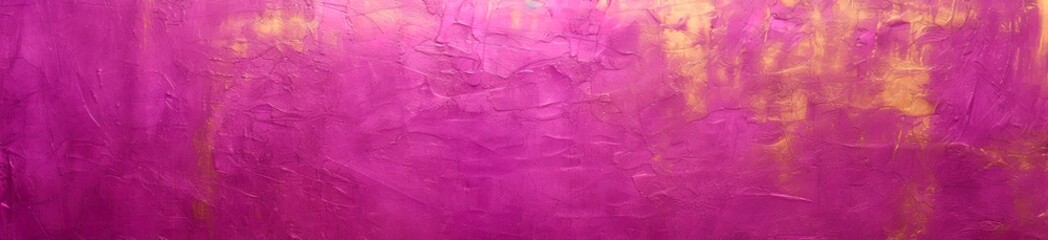 Pink magenta gold yellow distressed surface. Weathered, aged. Golden luxury elegant abstract background. Shiny, shimmer. vintage. Web banner. Wide. Panoramic
