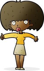 cartoon woman giving thumbs up symbol