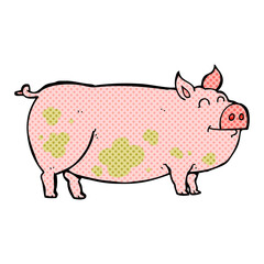 freehand drawn cartoon muddy pig