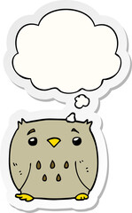 cartoon owl with thought bubble as a printed sticker