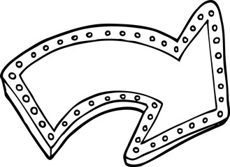 line drawing cartoon lit up sign