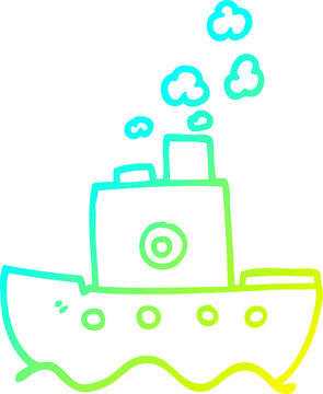 recommend clip art: cold gradient line drawing of a cartoon steam boat