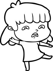 cartoon worried woman