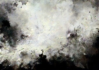 Monochrome Elegance: Abstract Black Splatter on a Gray Canvas