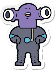 sticker of a friendly cartoon alien