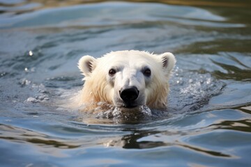 Fototapeta premium Swimming Polar Bear In Water