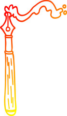 warm gradient line drawing of a cartoon fountain pen