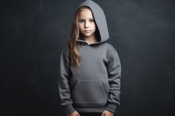 The Little Girl In Dark Gray Hoodie, Mockup