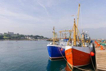 Trawlers tied up at the harbour at Ardglass, Northern Ireland, United Kingdom, UK