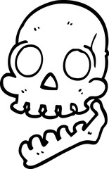 line drawing cartoon skull