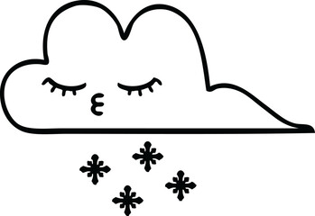 line drawing cartoon of a snow cloud