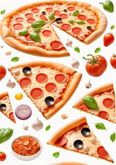Pizza Collage Element Isolated On A White Background