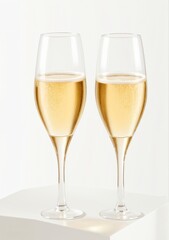 Glasses With Champagne Isolated On A White Background