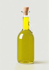 Olive Oil Glass Bottle Isolated On A White Background