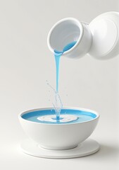 Liquid Pouring Into A Bowl Isolated On A White Background