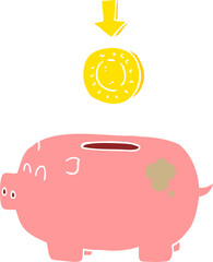 flat color illustration of piggy bank