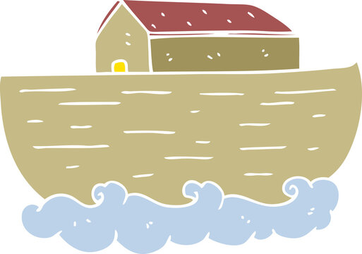 flat color illustration of noah's ark