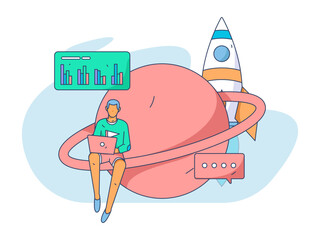 Business People Flat Vector Concept Operation Hand Drawn Illustration
