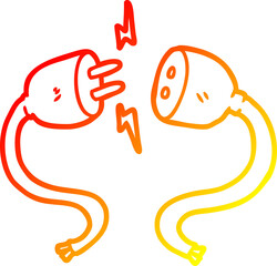 Obraz premium warm gradient line drawing of a cartoon plug and socket