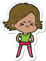 sticker of a cartoon angry woman