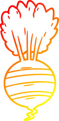warm gradient line drawing of a cartoon root vegetable