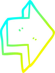 cold gradient line drawing of a cartoon red arrow