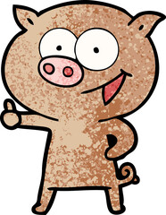 cheerful pig cartoon