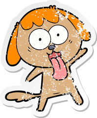 distressed sticker of a cute cartoon dog