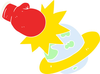 flat color illustration of planet taking a punch