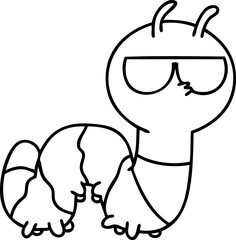 line doodle of a cute bug wearing sunglasses