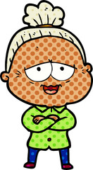 cartoon happy old lady