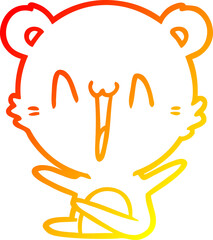 warm gradient line drawing of a laughing polar bear cartoon