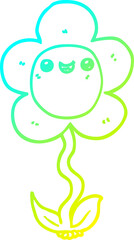 cold gradient line drawing of a cartoon flower