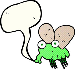 freehand drawn comic book speech bubble cartoon fly