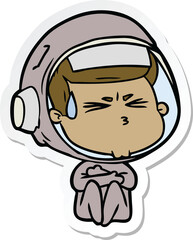 sticker of a cartoon stressed astronaut
