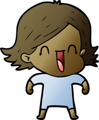 Obraz premium cartoon happy woman