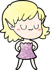 happy cartoon elf girl wearing dress
