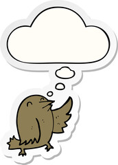 cartoon bird with thought bubble as a printed sticker