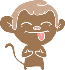 funny flat color style cartoon monkey