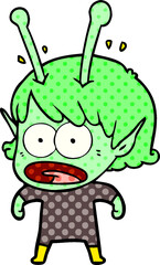 cartoon shocked alien girl