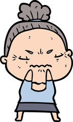 cartoon annoyed old lady
