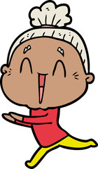 cartoon happy old lady