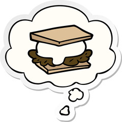 smore cartoon with thought bubble as a printed sticker