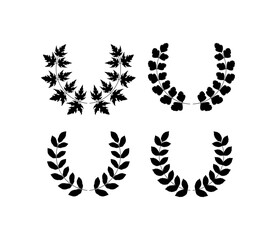 Award laurel wreath. Leaves victory frame. Floral branch border.