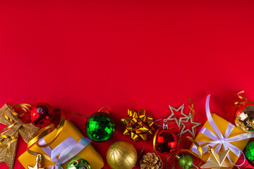 Fototapeta na wymiar Bright red Christmas New Year background