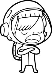 Fototapeta premium cartoon astronaut woman explaining